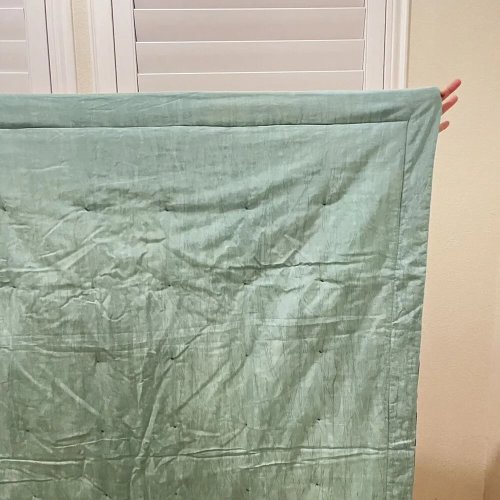 Handmade Patchwork Quilt Throw Lap Blanket Floral Teal Green